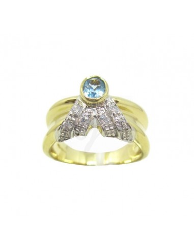 ANELLO ORO G/B750/1000 CON GEMMA BLU...