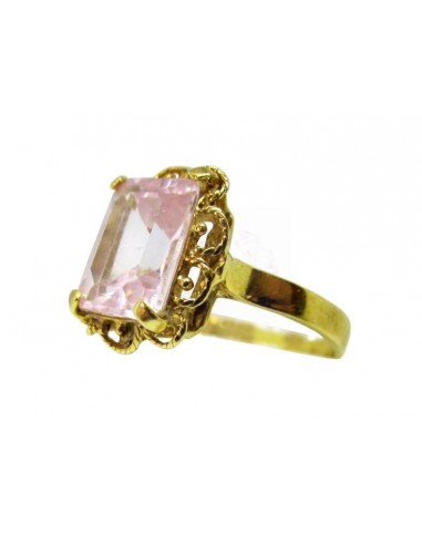 ANELLO ORO G. 750/1000  ZIRCONE ROSA...