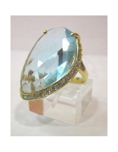 ANELLO ORO G. 750/1000  ACQUAMARINA E...