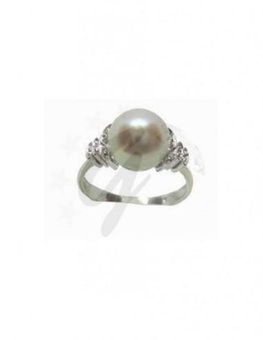 ANELLO ORO B.750/1000  CON PERLA E...