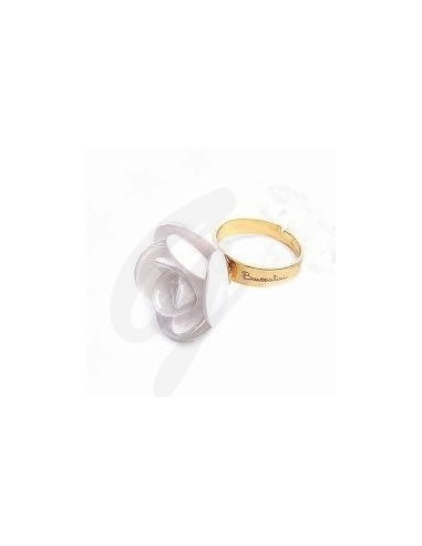 ANELLO  METALLO DORATO ROSA BIANCA...